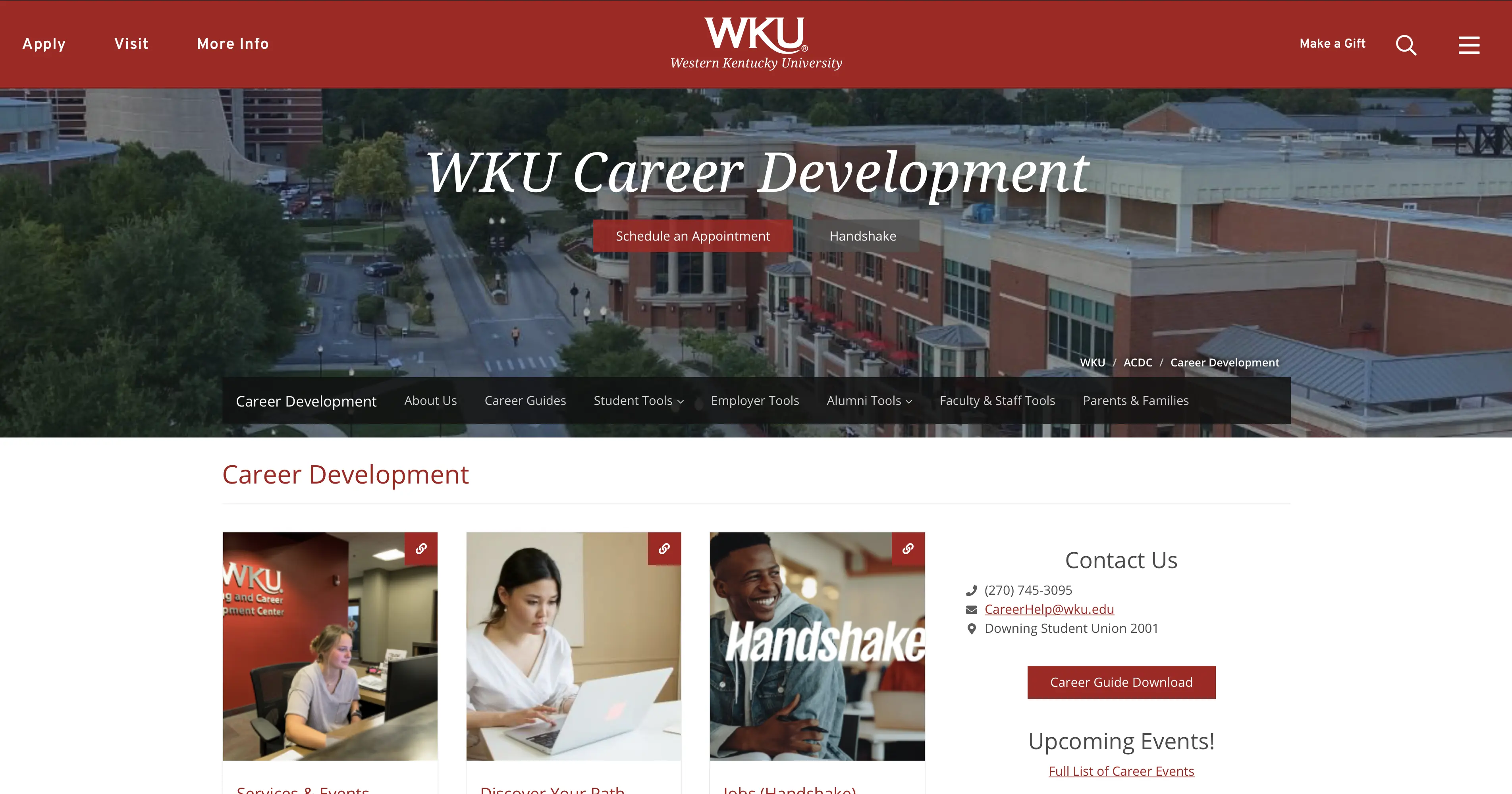 WKU Career Development Center Website Modernization sample
